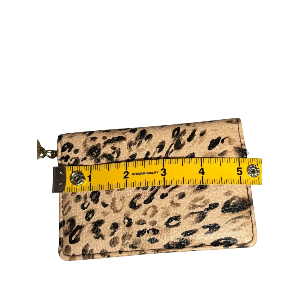 Juicy Couture Leopard Print Bifold Wallet Keychain Card Holder Tan Black - Picture 5 of 6